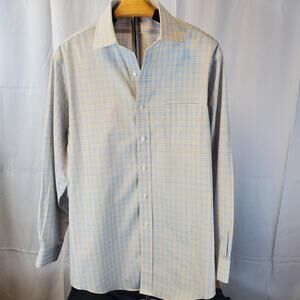 Brooks Brothers Madison No Iron Long-Sleeve Blue/Yellow Dress Shirt 15 1/2 - 33